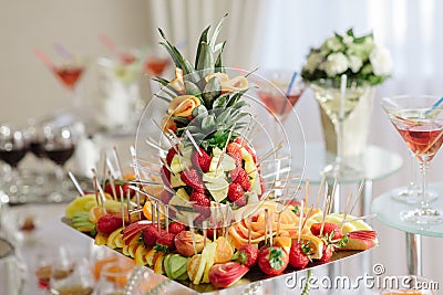 Fruit tray on the wedding table Stock Photo