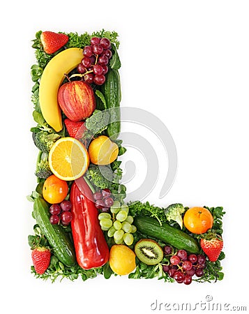 Fruit and vegetable alphabet Stock Photo