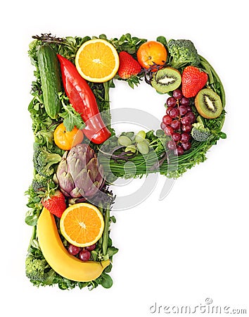 Fruit and vegetable alphabet Stock Photo