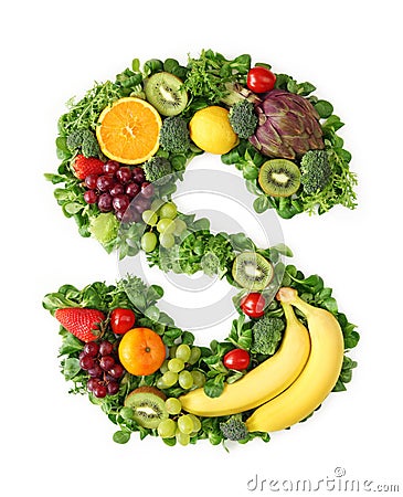 Fruit and vegetable alphabet Stock Photo