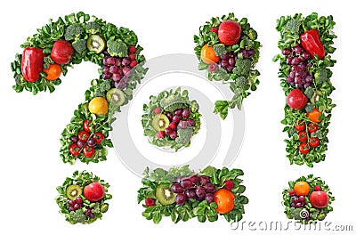 Fruit and vegetable alphabet Stock Photo