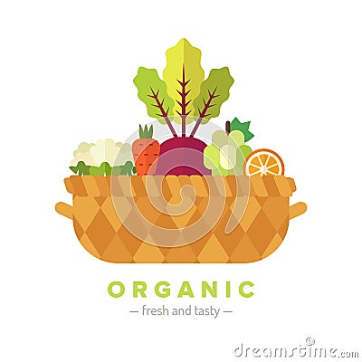 Fruit and vegetable basket flat illustration. Part five. Vector Illustration