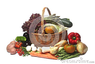 Fruit and vegetable basket Stock Photo