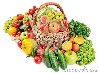 Fruit and vegetable in basket Stock Photo