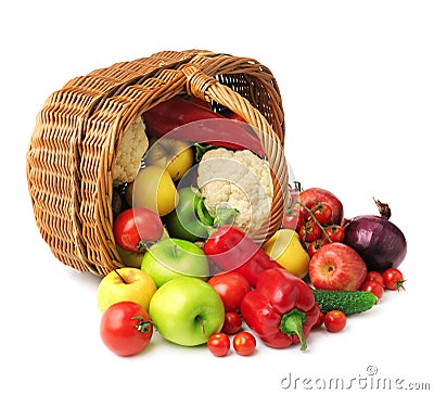 Fruit and vegetable in basket Stock Photo