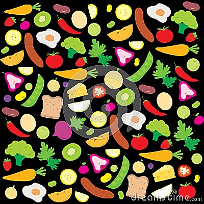 Fruit Vegetable Healthy Food Cook Ingredient Nutrient cute cartoon vector Vector Illustration