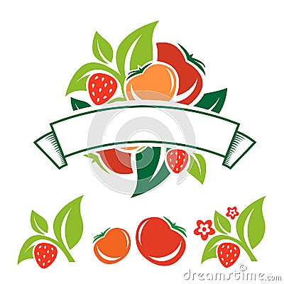 Fruit and Vegetable Label Vector Illustration