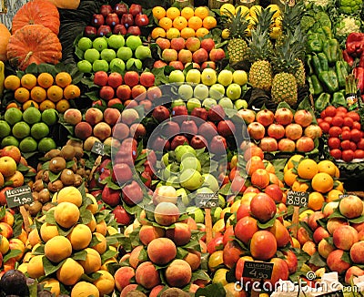 Fruit and vegetable stall Stock Photo
