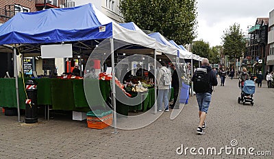 Fruit and Vegetable Stall in a Open Air Market in Staines Surrey Editorial Stock Photo