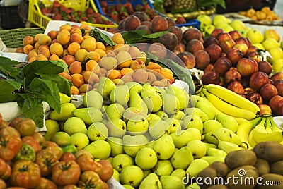 Fruit and Vegetable Stand or Farmers Market Stock Photo