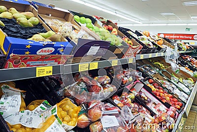 Aldi discount supermarket in Offenburg, Germany Editorial Stock Photo