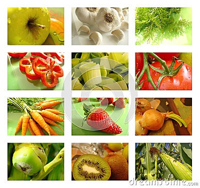 Fruit and vegetables collage Stock Photo