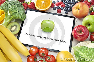 Fruit Vegetables Healthy Diet Tablet App Stock Photo