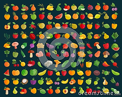 Fruit and vegetables logo design template. farm or harvest icons Cartoon Illustration