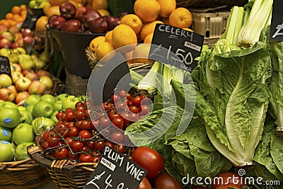 Fruit and vegetables at market Stock Photo