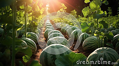 Fruit watermelon garden, business farming and entrepreneurship, harvest. Stock Photo