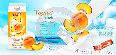 Fruit yogurt with berries advert concept. Vector Illustration