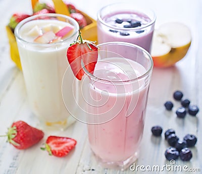 Fruit yogurts Stock Photo