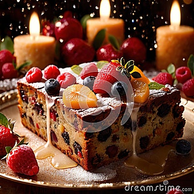 Fruitcake , traditional popular sweet dessert cake Stock Photo