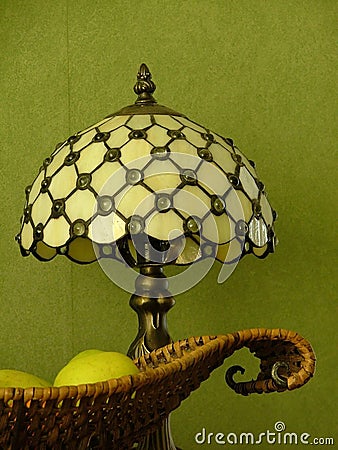Fruitplate and tiffany lamp Stock Photo