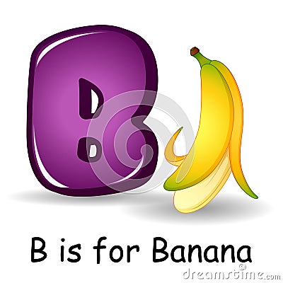 Fruits alphabet: B is for Banana Fruits Vector Illustration