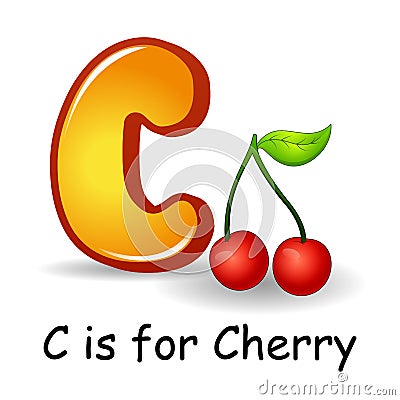 Fruits alphabet: C is for Cherry Fruits Vector Illustration