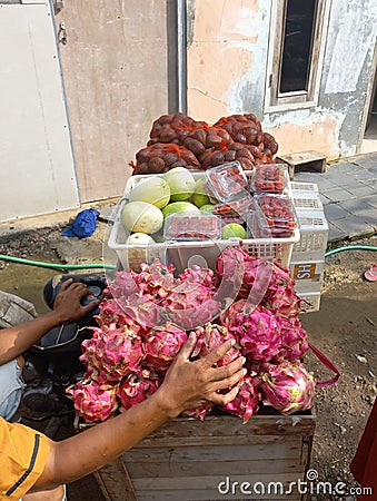 The fruits are being marketed around the countryside Stock Photo