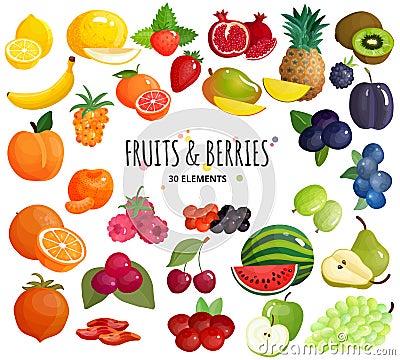 Fruits Berries Composition Background Poster Vector Illustration