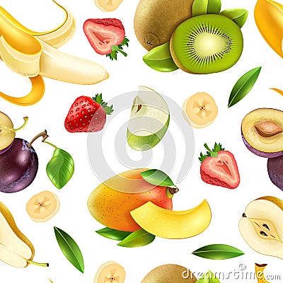 Fruits Berries Seamless Colorful Pattern Vector Illustration