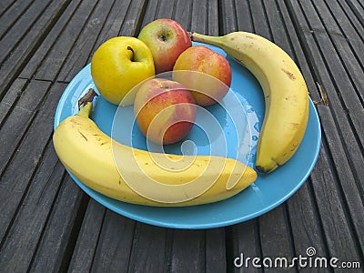 Fruits plate - Healthy breakfast Stock Photo