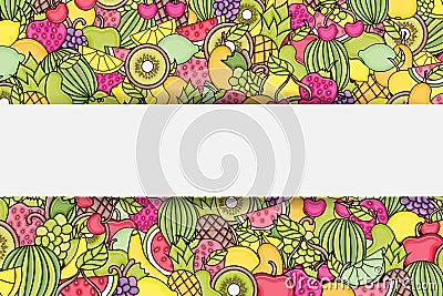 Fruits cartoon doodle background design. Vector Illustration