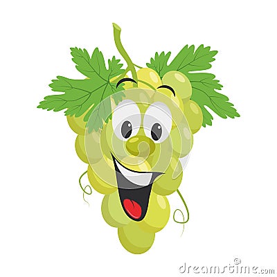 Vector illustration of a funny and smiling bunch of green grapes character Vector Illustration