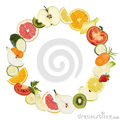 Fruits circle shape texture vegetables food diet concept Stock Photo