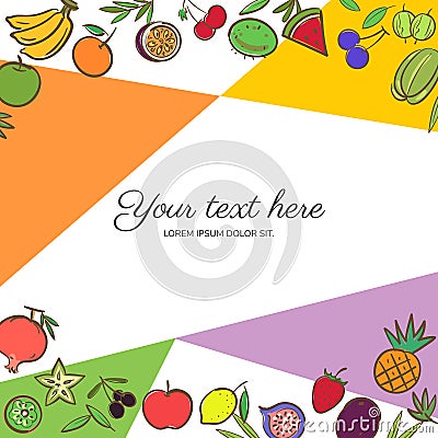 Fruits cute banner background template with copy space for promo Vector Illustration