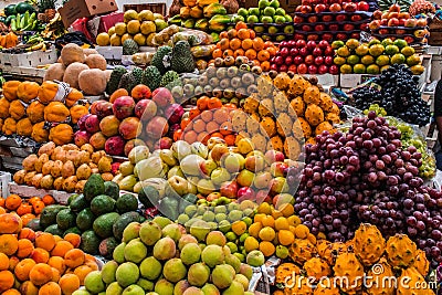 Fruits displayed in a market Stock Photo