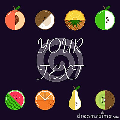Fruits diversely oriented vector pattern isolated with space for text Vector Illustration