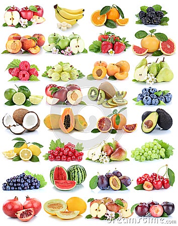 Fruits fruit collection fresh orange apple apples strawberry mel Stock Photo