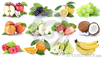 Fruits fruit collection orange apple apples banana berries pear Stock Photo