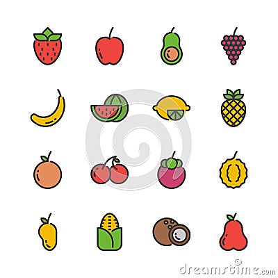 Fruits icon set.Vector illustration Vector Illustration