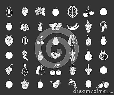 Fruits icon set grey Stock Photo