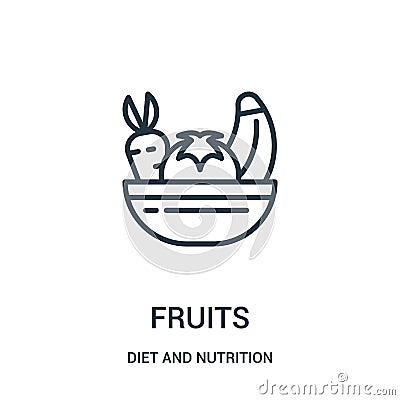 fruits icon vector from diet and nutrition collection. Thin line fruits outline icon vector illustration. Linear symbol Vector Illustration