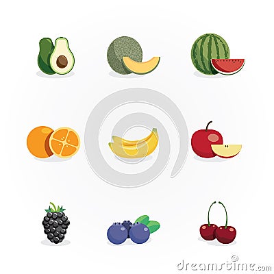 Fruits icons colour design vector Vector Illustration