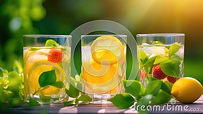 Fruits Infused Water Close Up. Stock Photo