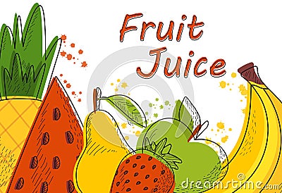 Fruits juice banner Vector Illustration