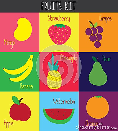 Fruits kit for supermarkets Vector Illustration