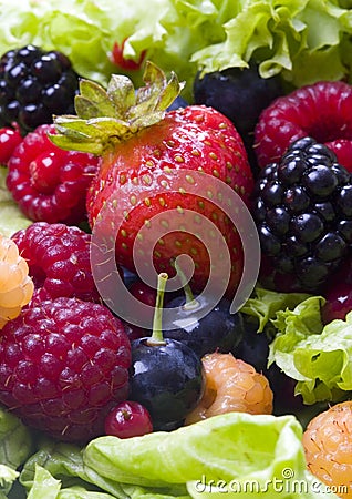 Fruits and lettuce Stock Photo