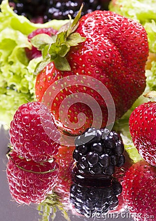 Fruits and lettuce Stock Photo