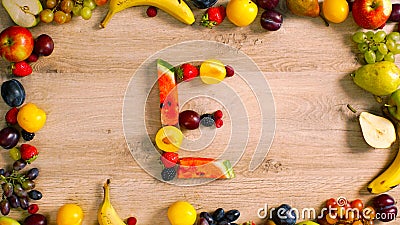 Fruits made letter E Stock Photo