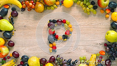 Fruits made letter P Stock Photo