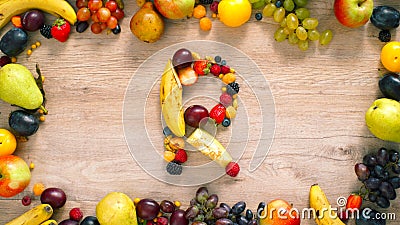 Fruits made letter R Stock Photo